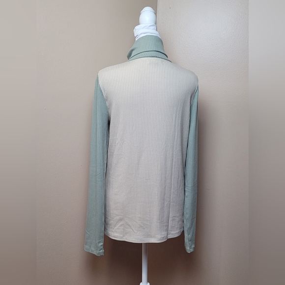 Madewell Colorblock Ribbed Turtleneck Top - Picture 3 of 8